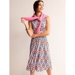 Boden Red White Floral Thea Midi Dress US 6P